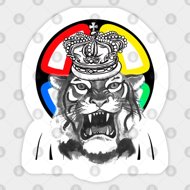 crowned tiger Sticker by Marccelus